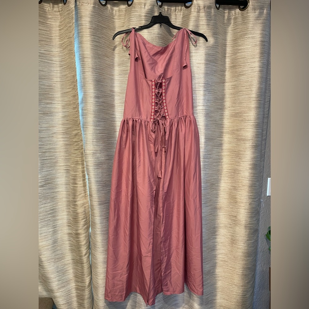 Lace up Adjustable Strap Flared A-Line Dress S/M